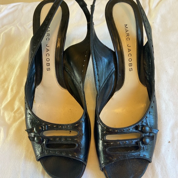 Marc Jacobs Black Slingback Heels - Picture 1 of 6